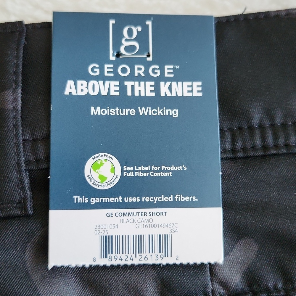 🩳 George Men’s Black Camo Commuter Shorts – Size 40, NWT, Moisture-Wicking - Picture 3 of 13